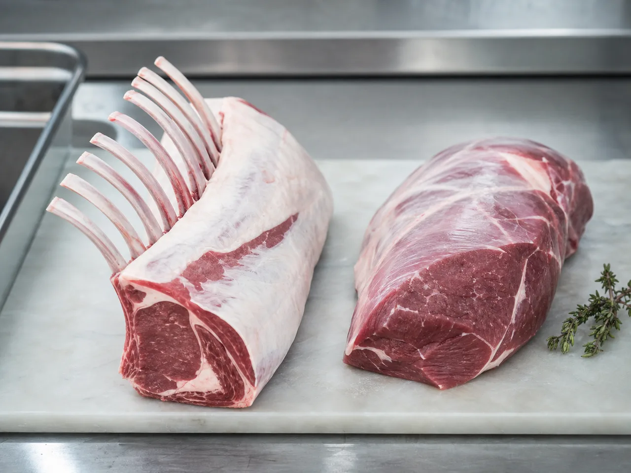 Lamb products presented in a professional quality-control setting