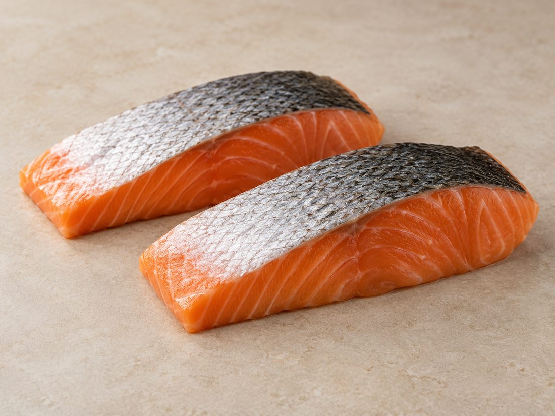 Salmon portions, skin on, Trim D, 125 g x 2 product