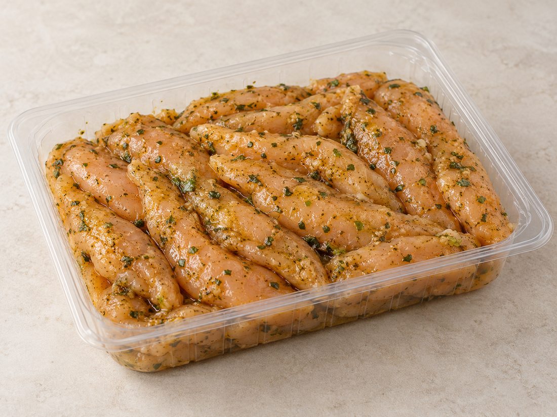 Marinated chicken inner fillets product
