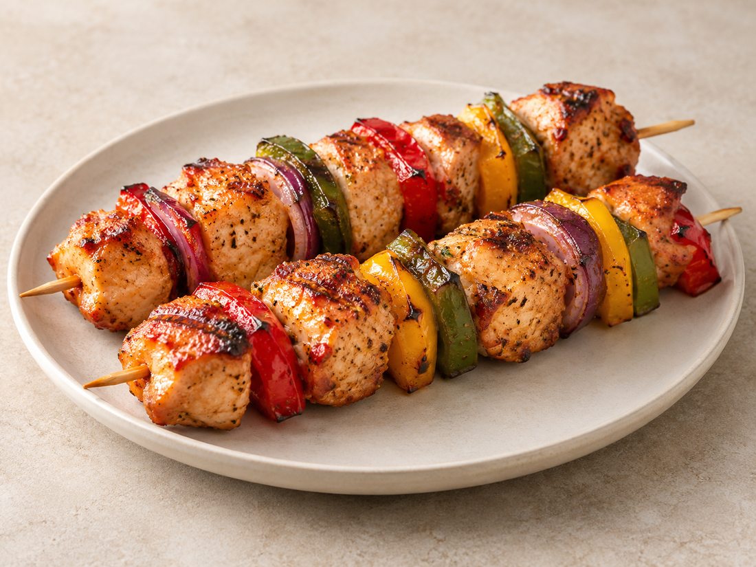 Chicken skewers with vegetables product