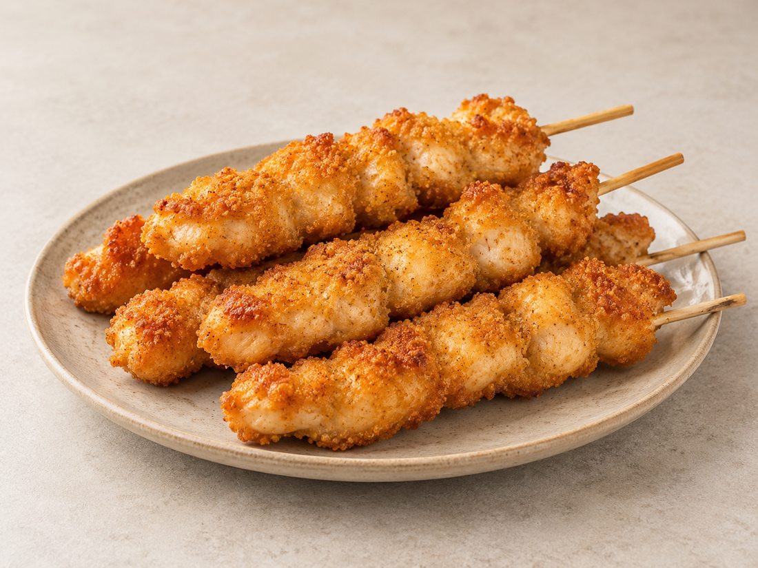 Chicken fry-steamed skewers product